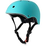 OUWOR Youth Skateboard Bike Helmet for Girl and Boy, CPSC Certified Lightweight Adjustable, Multi-Sport for Bicycle Cycling Skate Scooter (Aqua, Medium)