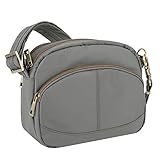 Travelon Anti-Theft Signature E W Shoulder Bag, Pewter, One Size