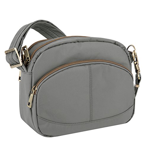 Travelon Anti-Theft Signature E W Shoulder Bag, Pewter, One Size