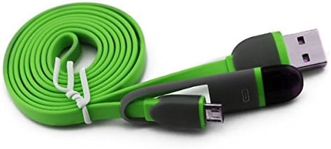 2-in-1 8-Pin Lightning and Micro-USB to USB 3ft Charging/Sync Cable for iPhone 5/6/6+, iPad, iPod and Samsung Android Phones (Green)