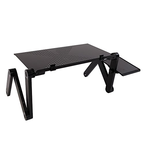 Folding Laptop Table Computer Stand for Bed, Portable Lap Desk Breakfast Tray for Sofa Couch Floor, Height Adjustable Tablet Reading Drawing Table, Standing Desk Computer Riser, Outdoor Camping Table