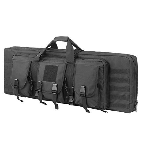 XWLSPORT AK47/AR16 Tactical Rifle Case Double Carbine Bag Outdoor Molle Deluxe Double Rifle Gun Bag Padded Long Gun Case & Rifle Storage Backpack(2 Sizes and 6 Colors to chooese from) (Black, 42inch)