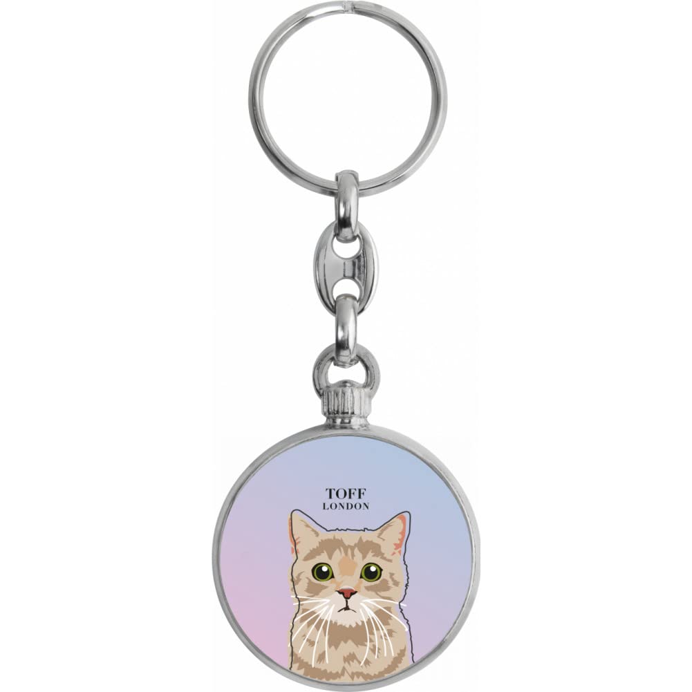 Toff London Beige Tabby Cat Head Keyring