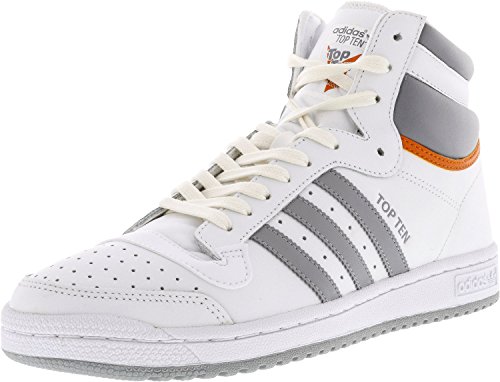 adidas Originals Men's Top Ten HI Fashion Sneaker, White/Clear/Grey Tactile Orange S, 10 M US