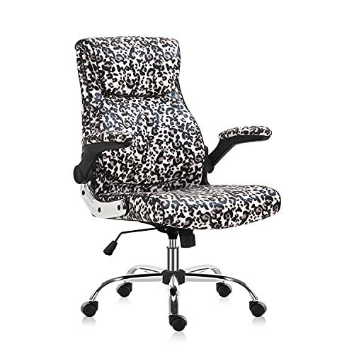 Kerms Modern Desk Chair with Leopard Print, Ergonomic PU Leather Task