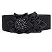Nanxson Women's Belt Flower Wide Elastic Waist Band PDW0050 (black)