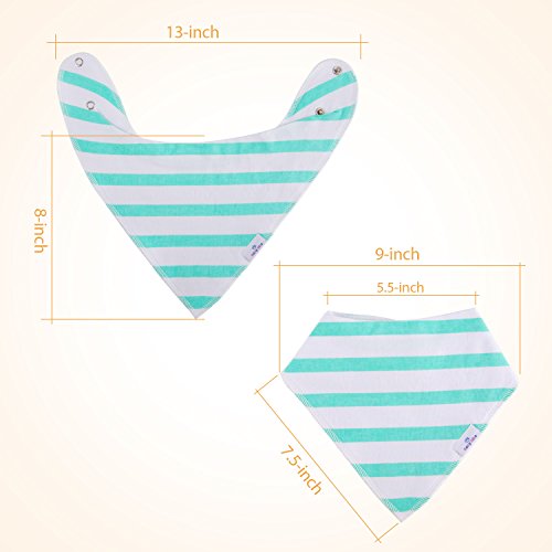 Baby Bandana Drool Bibs for Drooling and Teething, Highly Absorbent Soft 100% Organic Cotton with Adjustable Snaps, 8 Pack, Excellent Baby Shower / Registry Gift