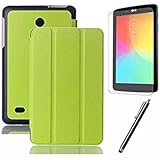 LG G pad 7.0 Case,Beebiz PU Leather and Hard PC Back Smart Cover Flip Folio Case for LG G Pad 7.0 V400 / V410 (LTE) 7-Inch Tablet Case with Screen Protector and Touch pen (3-Fold,Green)