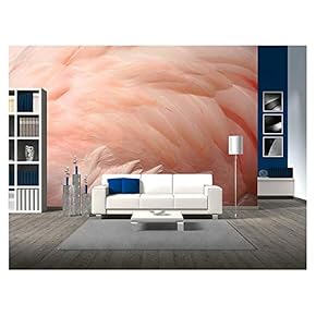 Pink Flamingo Feathers Delicate Soft for Background. - Removable Wall Mural | Self-Adhesive Large Wallpaper - 66x96 inches