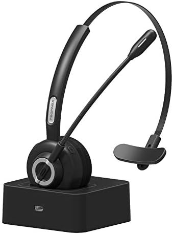 Trucker Bluetooth Headset RAOPINGX Wireless Headset with Microphone Over The Head Headphones with Noise Cancelling Sound On Ear Car Earphones Office Earpiece for Cellphone Call Center Bluetooth V5.0