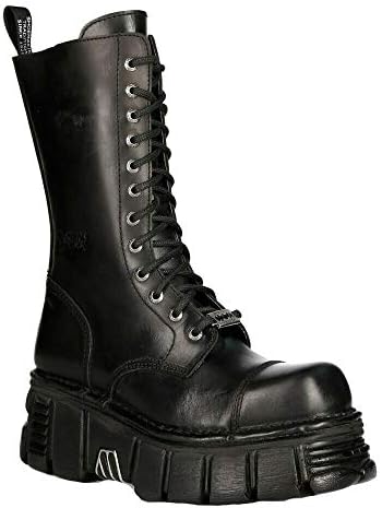 Amazon.com | New Rock Men's 272-S1 Metallic Black Leather Gothic