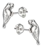 Sterling Silver Mini Manatee Earrings on Posts