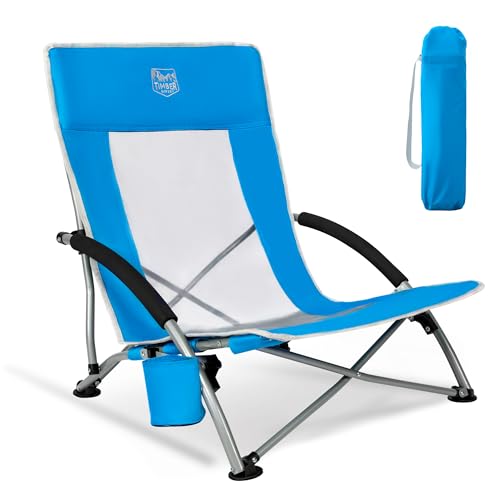 TIMBER RIDGE Strandstuhl Klappbar Leicht 150kg mit Netzstoffrückenlehne