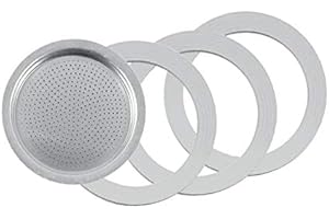 Tredoni 3 Rubber Seals/Rings+Filter -Replacement- Sizes 1,2,3,6,9,14 Cup Espresso Coffee Maker Moka Pot- 7.1cm (6 Cup)