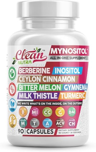 Clean Nutra Berberine Supplement with Ceylon Cinnamon, Bitter Melon, Inositol, Gynema Sylvestre, Milk Thistle, Turmeric Extract Berberis HCL Phytosome Capsules Vegan Supplements