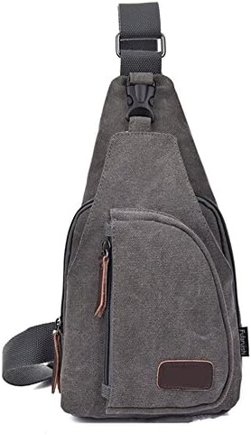 SIFINI Outdoor Sport Casual Canvas Unbalance Backpack Cross body Sling Bag Chest Bag Shoulder Bag for Men (grey, small)