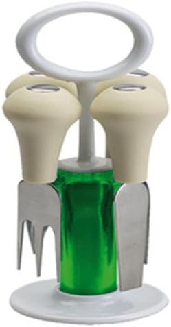 Block with 4 cheese knives, compact and practical also to bring the table, ergonomic and innovative design, Trendy line by Omadadesign, Green