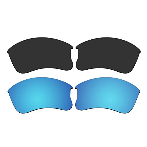 2 Pair Replacement Polarized Black and Ice Blue Lenses for Oakley Flak Jacket XLJ