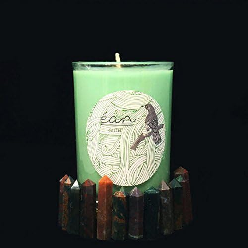 Guth: Ritual Candle With Moss Agate Crystal Point for Self-Love, Abundance, and Harmony