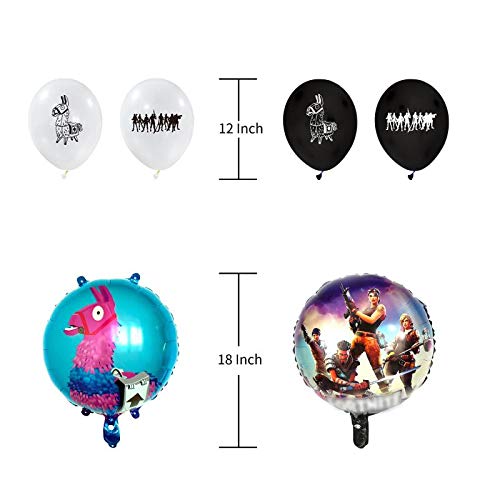 image for Decembre Video Game Party Supplies Includes Cake Topper - 18 Latex Bal