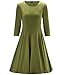 OUGES Women's 3/4 Sleeve Casual Cotton Flare Dress