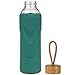 ORIGIN - Best BPA-Free Glass Water Bottle with Protective Silicone Sleeve and Bamboo Lid - Dishwasher Safe – 22 Ounce (Seaside Green)