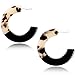 Enameljewelries Wave Tortoise Shell Hoop Earrings Lightweight Acrylic Resin Hoop Earrings with Hypoallergenic 925 Silver Post for Women (C5#Leopard)