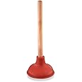 SUPPLYGIANT SU3222 Sink Plunger - Heavy Duty Rubber Plunger for Bathroom - Small Plunger for Sink with 9” Wooden Handle to Fix Clogged Basins and Tubs