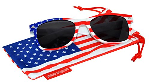 Classic American Patriot Flag Sunglasses USA Smoke Lens White American Flag Frame OWL