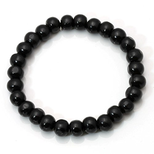 Eigso 4 Pcs 8mm Wood Beads for Mala Prayer Meditation Wrist Bracelet Elastic 7-7.5"