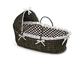 Badger Basket Moses Basket with Polka Dot Hood and Bedding, Espresso/Brown