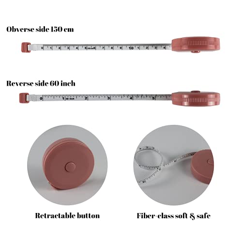 FADIKX 10 Pack Mixed Color Soft Retractable Sewing Tape Measure, 2 Pack