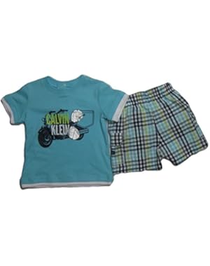 Calvin Klein Baby Boys' 2-Piece Tee & Shorts Set Size 12 Months, Blue