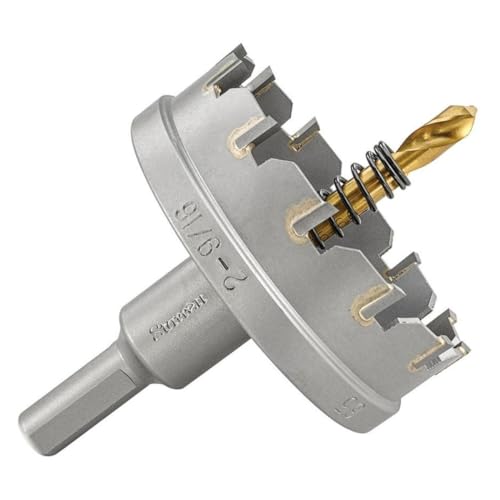 Starrett Tungsten Carbide Tipped Hole Saw - SM65 Sheet Metal Cutter With Arbor & Pilot Drill Bit - For Drilling Stainless Steel Aluminum Alloy - 65 mm