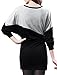 Allegra K Ladies Colorblock Striped Design Long Batwing Sleeve Loose Fit Shirt Black