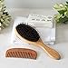 Best Boar Bristle Hair Brush Set for Women and Men - Wood Comb and Hemp Travel Bag - Perfect Brushes for Medium to Thick Hair