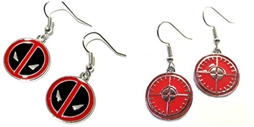 Deadpool Logo and Hawkeye Logo Dangle Earrings w/Gift Box