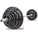 Body-Solid Quad Grip Design Rubber Plate - Olympic Weight Plates 255lbs. Set with Rubber Coating, Dumbbell & Bumper Weights for Barbell, Black