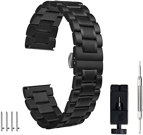 24mm 22mm 20mm 18mm Watch Band, PluWatch Quick Release Premium Solid Stainless Steel Metal Business Replacement Bracelet Strap for Men's Women's Watch