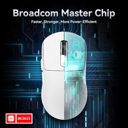 ATTACK SHARK X3 49g Ultralight Mouse, PixArt PAW3395 Gaming Sensor, BT/2.4G Wireless/Wired Gaming Mouse, 26000 DPI, 200 Hours Battery, Office Mice for Win11/Xbox/PS/Mac (White)
