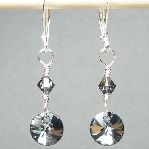 Mini Sterling Silver Earrings Made with Swarovski® Crystals, Crystal Silver Night