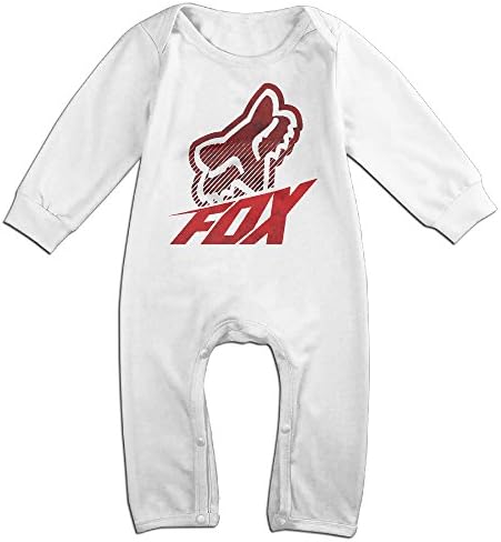 FENDYGT Baby Bodysuit Fox Racing Fox Head Band For Gym Logo Long-Sleeve Romper T-Shirt White 6 M