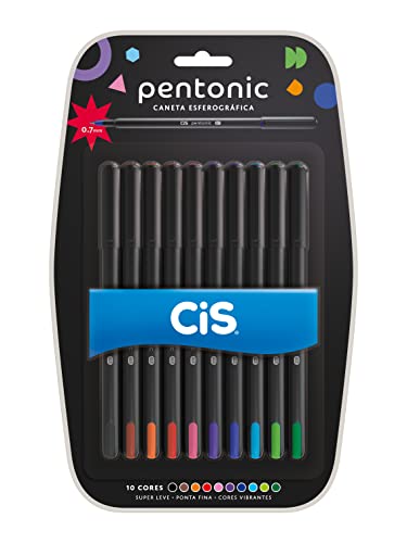ESTOJO DE CANETAS PENTONIC ESFEROGRAFICA 0.7MM COM 10 CORES - CIS