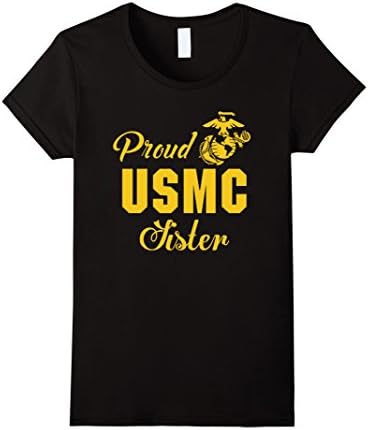 Women's Proud USMC Marine Corps Sister T Shirt Medium Black