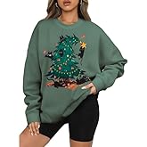 GERLEN Meowy Christmas Sweatshirt Women Christmas Cat Sweater Xmas Long Sleeve Shirts Holiday Crewneck Pullover Tops