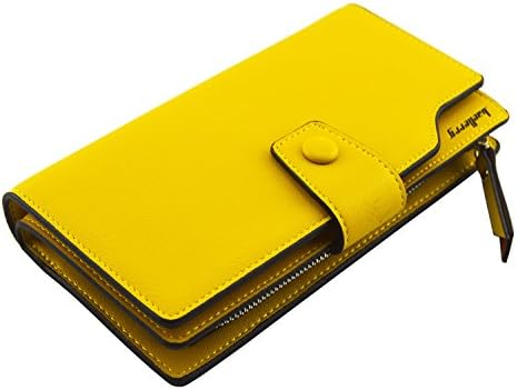 IU COMP Baellerry Women's Long Zipper Clutch Strap Wallet,Yellow
