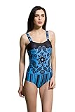Newstep Women's Bohemia Decorative pattern Push Up Padding One-piece Swimsuit Blue Size Medium