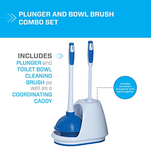 Mr. Clean Turbo Plunger and Bowl Brush Caddy Set, Toilet Brush Plunger