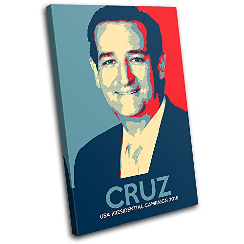 Bold Bloc Design - US Politic Cruz Iconic Celebrities 135x90cm SINGLE Canvas Art Print Box Framed Picture Wall Hanging - Hand Made In The UK - Framed And Ready To Hang