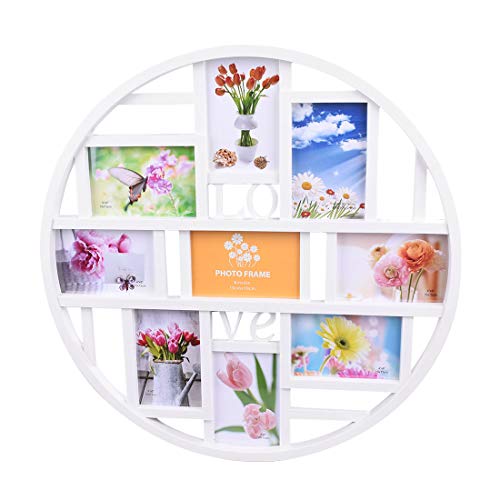 Jiyaru Photo Frame Round Circular Circle Picture Display with Love Word Art Wall Hanging
